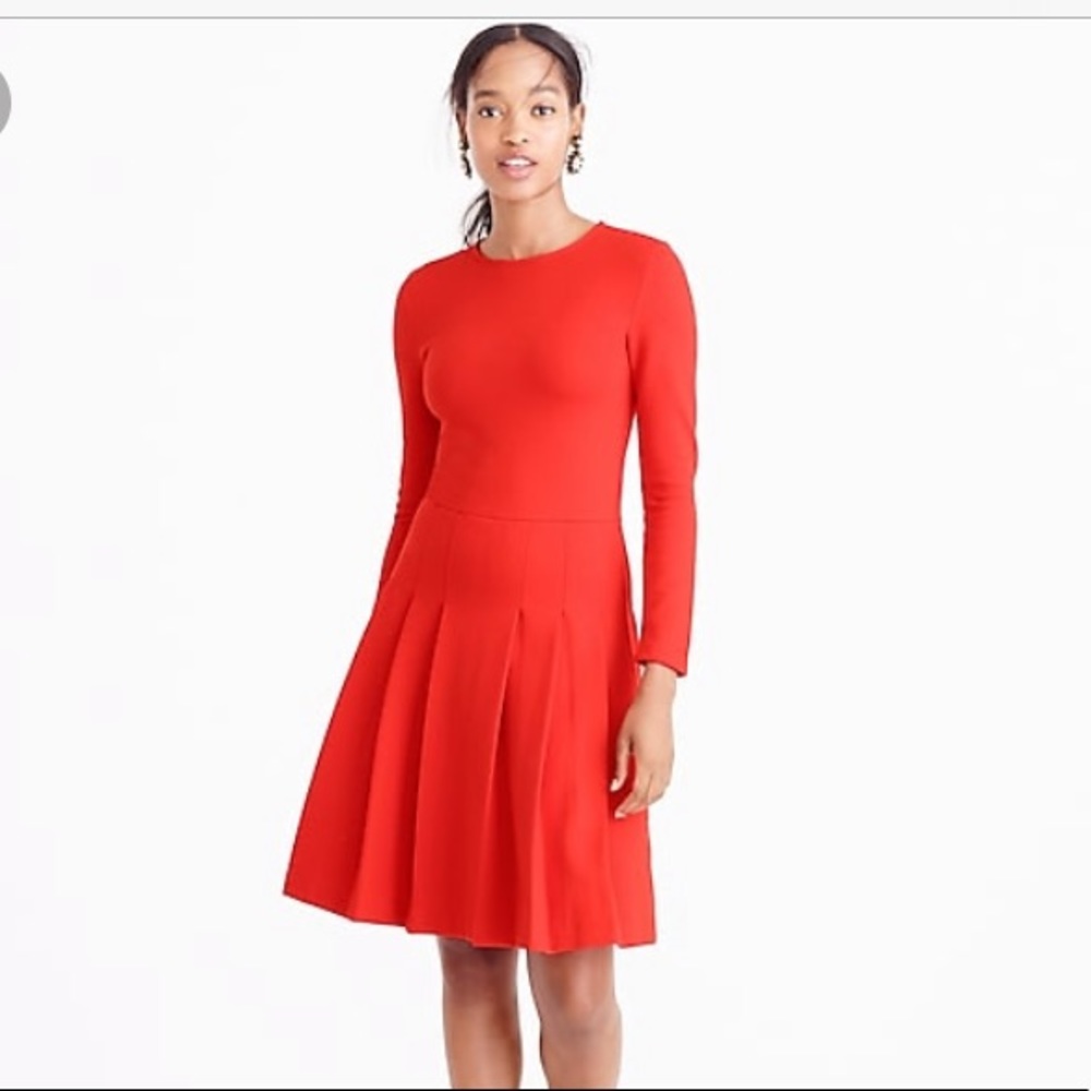 JCrew pleated red knit dress size 12